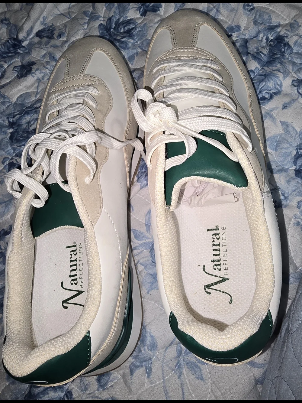 Natural Reflections White & Green Athletic Sneakers